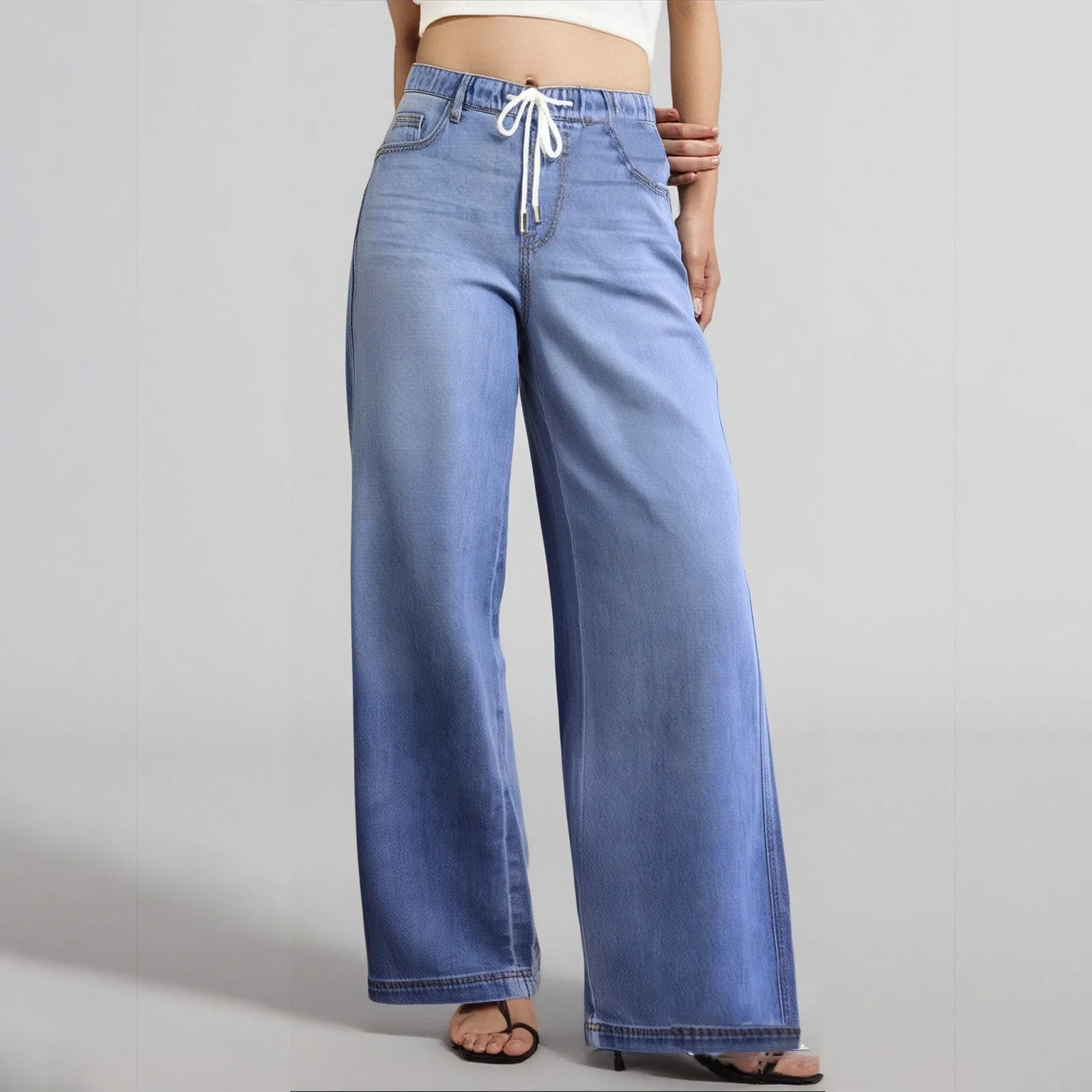 2025 Women'S Straight Jeans Pants Drawstring Stretchy High Waisted Jeans Pants Trendy Pockets Loose Wide Leg Denim Trousers
2025 Women'S Straight Jeans Pants Drawstring Stretchy High Waisted Jeans Pants Trendy Pockets Loose Wide Leg Denim Trousers