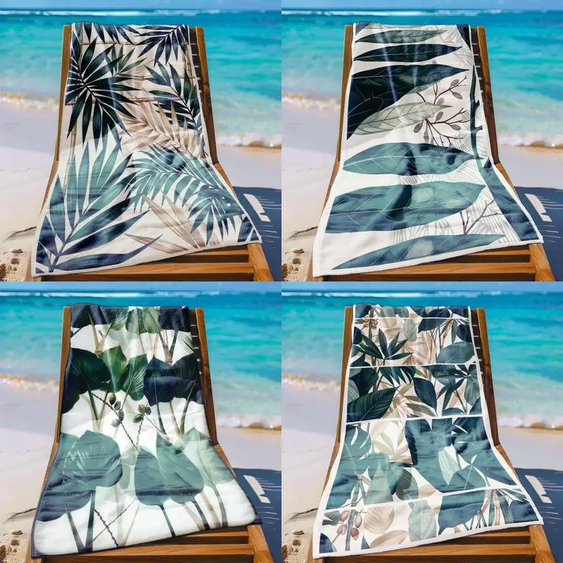 Пляжное полотенце с узором в виде тропических листьев, защищающее от солнца и ветра, подходит для бассейна, кемпинга, путешествий, как одеяло.
Пляжное полотенце с узором в виде тропических листьев, защищающее от солнца и ветра, подходит для бассейна, кемпинга, путешествий, как одеяло.