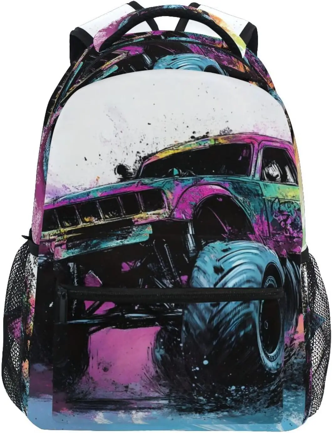 Kid Backpacks Splash Monster Truck, Boys Girls Schoolbags Book Bag for Travel Hiking School Medium Size 
Kid Backpacks Splash Monster Truck, Boys Girls Schoolbags Book Bag for Travel Hiking School Medium Size