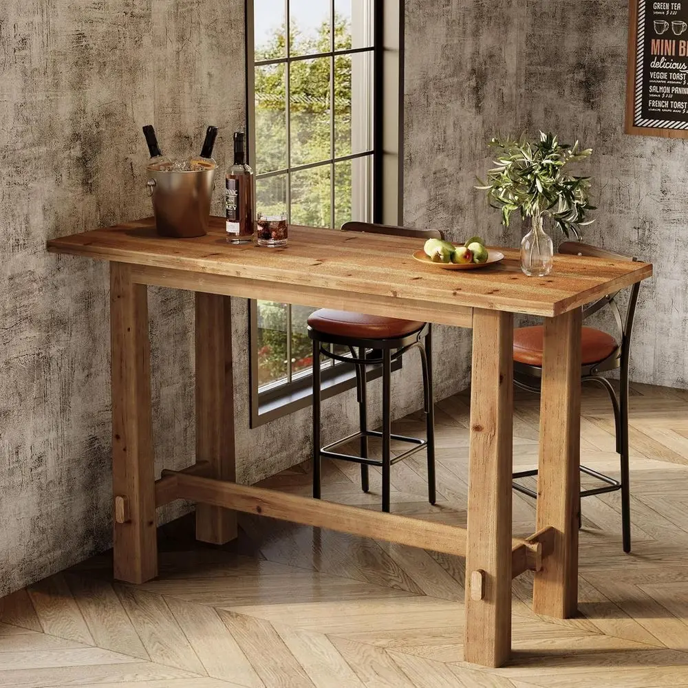 Solid Wood Bar Table, 63" Counter Height Pub Table or Kitchen & Home Bar, Rustic Wooden High Top Dining Table or 4–6, Caé Restau
Solid Wood Bar Table, 63" Counter Height Pub Table or Kitchen & Home Bar, Rustic Wooden High Top Dining Table or 4–6, Caé Restau