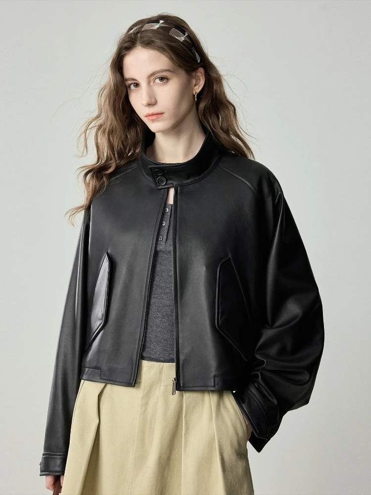 Real Sheepskin Short Jacket Woman Stylish Retro Black Stand Collar Genuine Leather Jackets For Women Short Small Sheepskin Top
Real Sheepskin Short Jacket Woman Stylish Retro Black Stand Collar Genuine Leather Jackets For Women Short Small Sheepskin Top