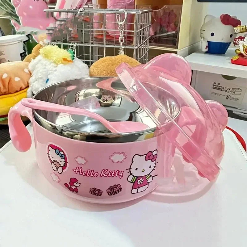 Kawaii Hello Kittys Stainless Steel Bowl Cartoon Anime Student Dormitory Cute Drop-Proof with Lid Noodle Bowl Toys Gifts
Kawaii Hello Kittys Stainless Steel Bowl Cartoon Anime Student Dormitory Cute Drop-Proof with Lid Noodle Bowl Toys Gifts