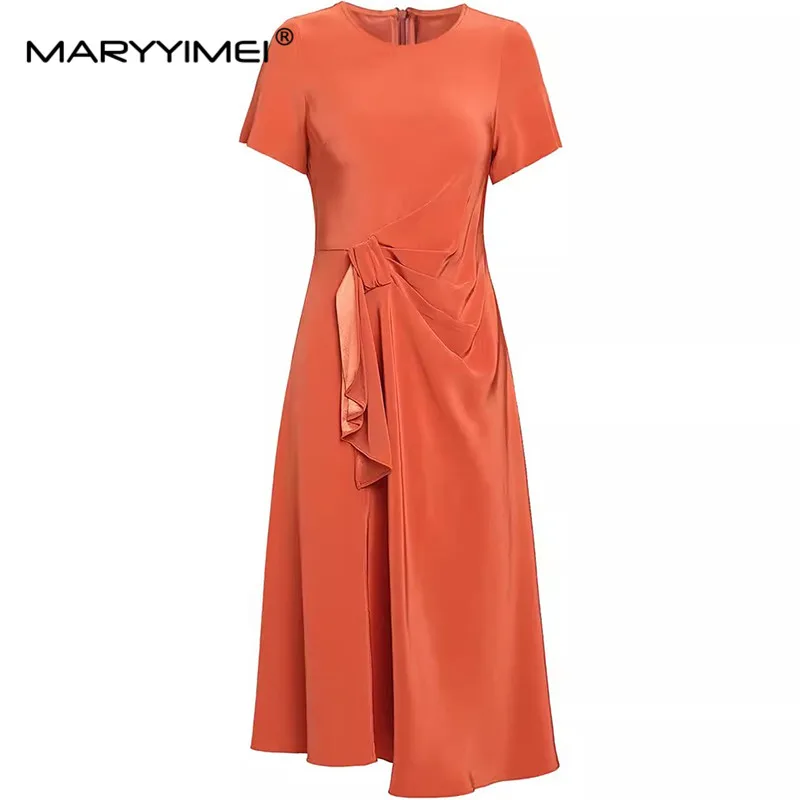 MARYYIMEI Fashion Designer Spring Summer Women's Short-Sleeved Lace-UP Pleated PurpleAnd Orange Elegant Dresses
MARYYIMEI Fashion Designer Spring Summer Women's Short-Sleeved Lace-UP Pleated PurpleAnd Orange Elegant Dresses