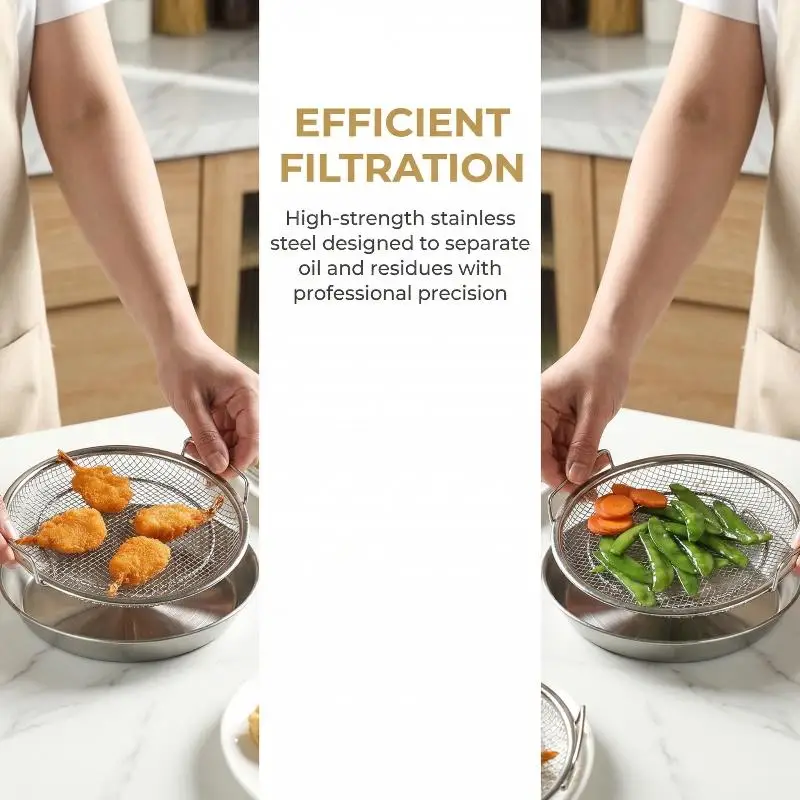 Kitchen Oil Filter Tray Stainless Steel Fine Mesh Strainer for Frying Pan Draining Cooking Food Colander
Kitchen Oil Filter Tray Stainless Steel Fine Mesh Strainer for Frying Pan Draining Cooking Food Colander