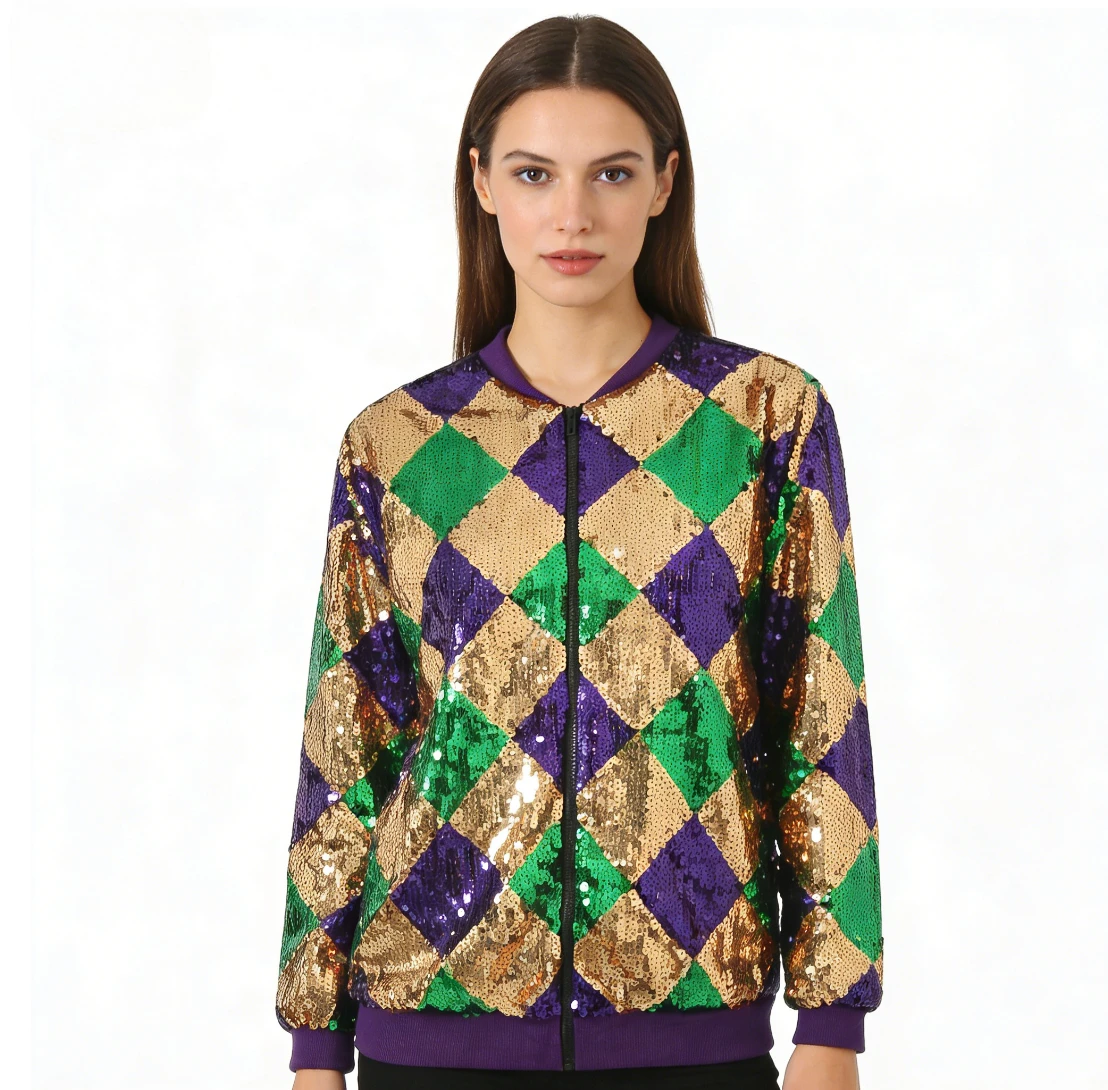 For Outerwear Fashionable Female Clothes Spring Women's Sequin Cardigan Shiny Long Sleeve Zipper Party Club Streetwear Jacket
For Outerwear Fashionable Female Clothes Spring Women's Sequin Cardigan Shiny Long Sleeve Zipper Party Club Streetwear Jacket