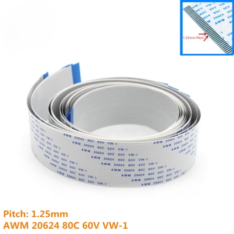 2pc FPC FFC Flexible Flat Cable 1.25mm Pitch AWM 20624 80C 60V VW-1 4P/5/6/7/8/9/10/11/12/13/14/15/16/18/19/20/21/22/24/26/30Pin
2pc FPC FFC Flexible Flat Cable 1.25mm Pitch AWM 20624 80C 60V VW-1 4P/5/6/7/8/9/10/11/12/13/14/15/16/18/19/20/21/22/24/26/30Pin