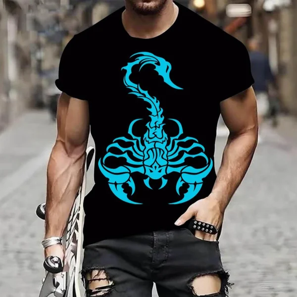 Забавная мужская футболка с принтом животного скорпиона, летняя повседневная футболка с короткими рукавами, уличная мода, пуловер с круглым вырезом, мужская одежда 
Забавная мужская футболка с принтом животного скорпиона, летняя повседневная футболка с короткими рукавами, уличная мода, пуловер с круглым вырезом, мужская одежда