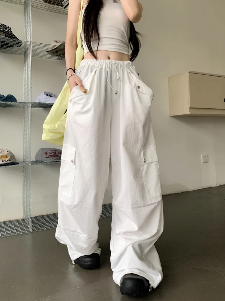 American Style Casual Loose Wide Leg Pants Women's Summer New High Waist Elastic Waist Cargo Pants Floor Length Trousers
American Style Casual Loose Wide Leg Pants Women's Summer New High Waist Elastic Waist Cargo Pants Floor Length Trousers