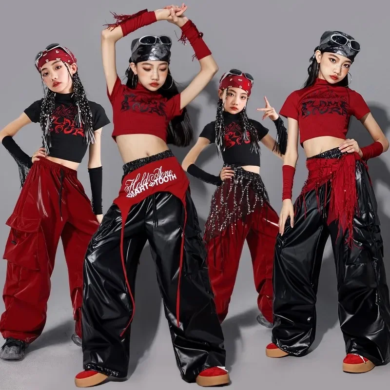 Girls K-pop Fashion Crop Top Dance Leather Cargo Pants Child Hip Hop Girl Group Clothes Sets Kids Streetwear Jazz Cool Costumes
Girls K-pop Fashion Crop Top Dance Leather Cargo Pants Child Hip Hop Girl Group Clothes Sets Kids Streetwear Jazz Cool Costumes