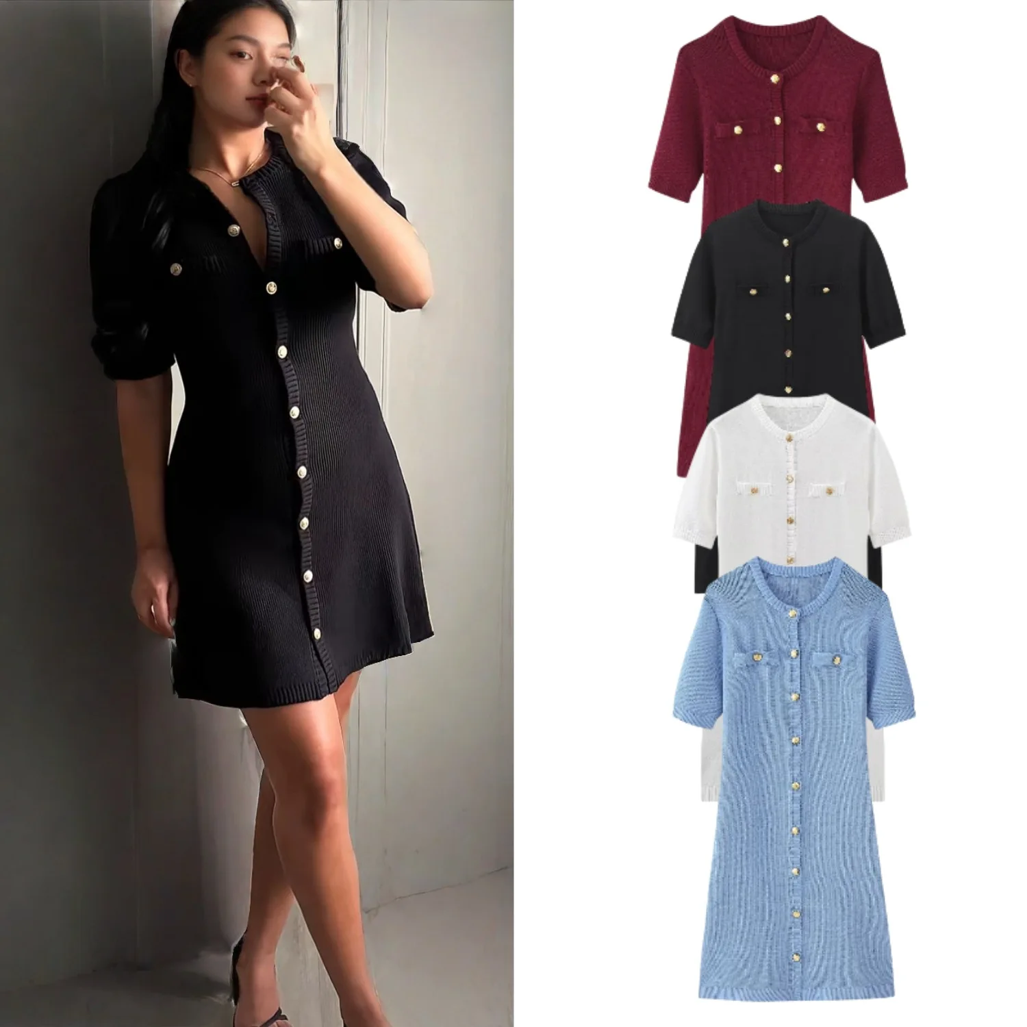 2025 summer new women's clothing fashion slim-fitting simple versatile round neck short-sleeved knitted dress
2025 summer new women's clothing fashion slim-fitting simple versatile round neck short-sleeved knitted dress