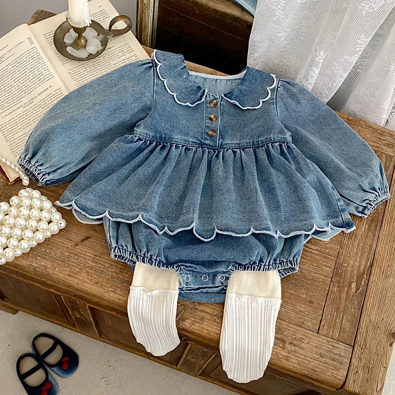 2025 New Autumn 0-24M Toddler Baby Girl Romper Long Sleeved Solid Color Denim Infant Baby Girls Jumpsuit Children Clothes
2025 New Autumn 0-24M Toddler Baby Girl Romper Long Sleeved Solid Color Denim Infant Baby Girls Jumpsuit Children Clothes