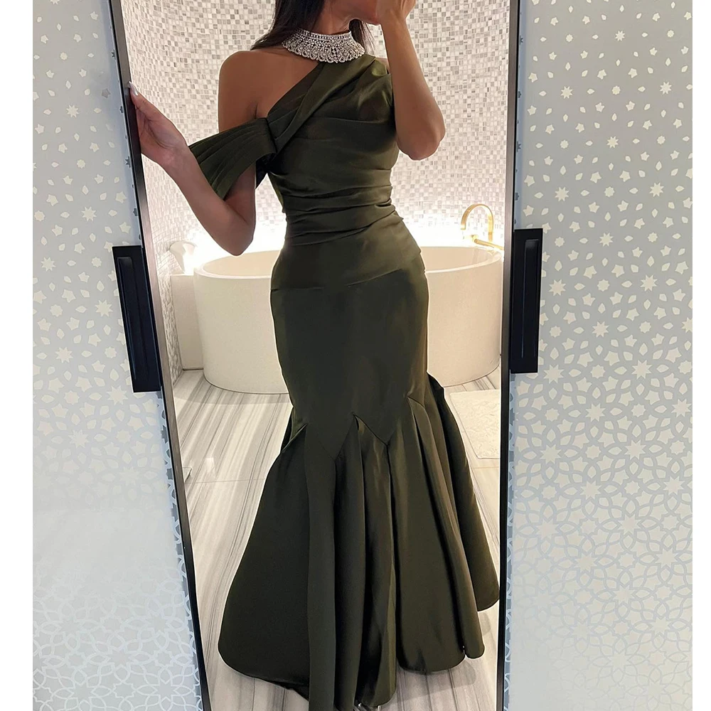 Customized Modern Halter Off the Shoulder Evening Dress Temperament Mermaid Satin Short Sleeves Party Gown vestidos pa
Customized Modern Halter Off the Shoulder Evening Dress Temperament Mermaid Satin Short Sleeves Party Gown vestidos pa