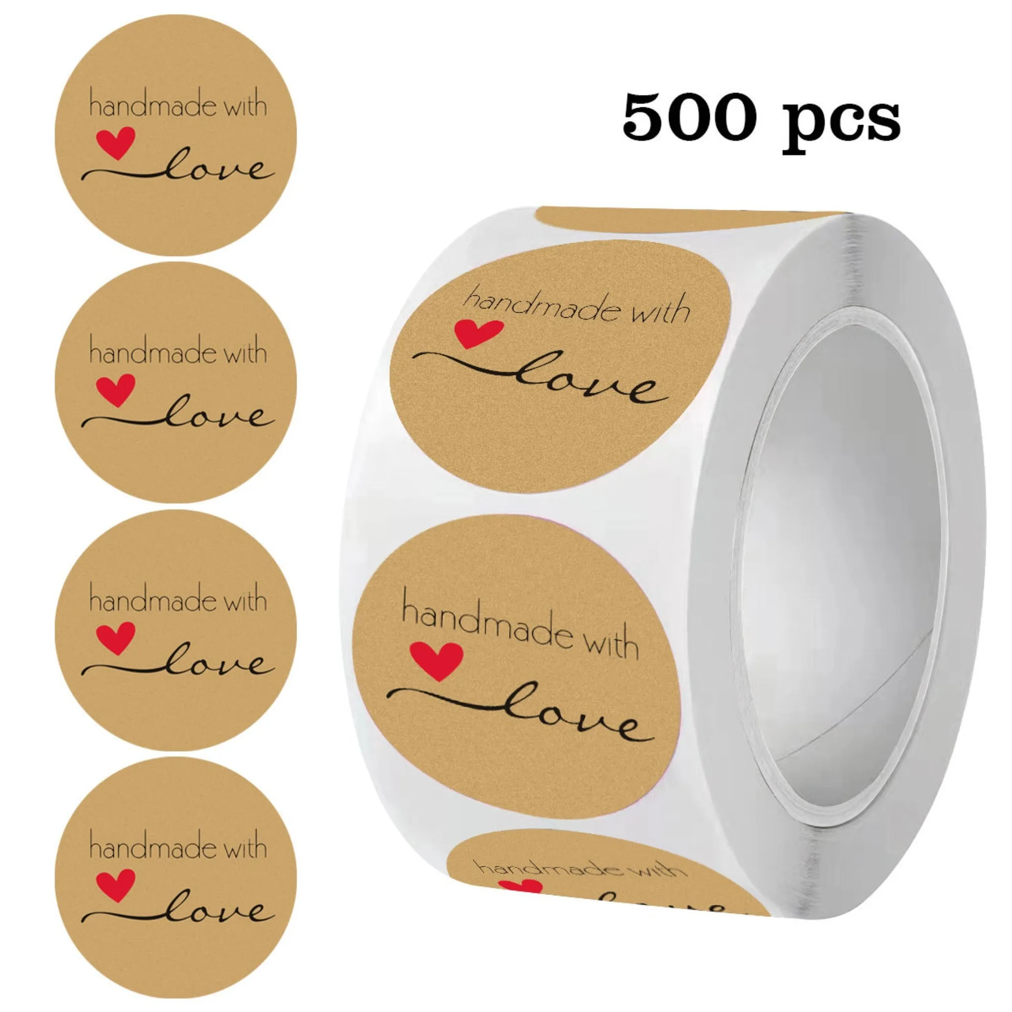 500Pcs/Roll Handmade Round Kraft Paper Stickers, Handmade With Love Self‑Adhesive Labels, Vintage Thank You Sealing Stickers, De
500Pcs/Roll Handmade Round Kraft Paper Stickers, Handmade With Love Self‑Adhesive Labels, Vintage Thank You Sealing Stickers, De