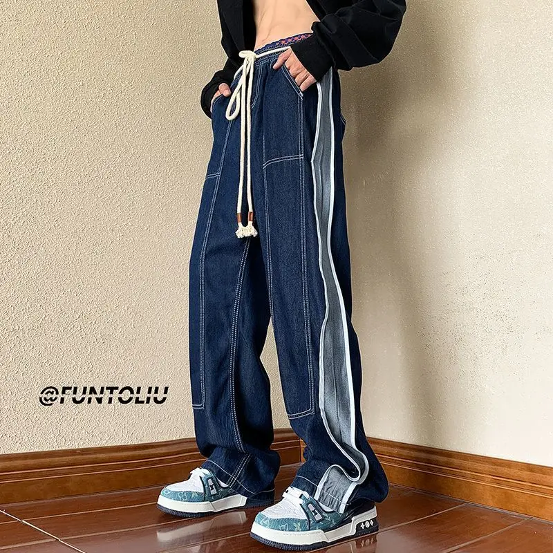 Men's pants splicing style wide leg jeans men's pants trend ins all loose straight leg high street American droopy feeling
Men's pants splicing style wide leg jeans men's pants trend ins all loose straight leg high street American droopy feeling