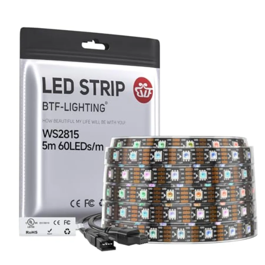 WS2815 Upgraded WS2812B LED Strip LightUL Listed 16.4FT 300 LED/Pixels Flexible Chasing RGB Dual Signal Individually Addressabl
WS2815 Upgraded WS2812B LED Strip LightUL Listed 16.4FT 300 LED/Pixels Flexible Chasing RGB Dual Signal Individually Addressabl
