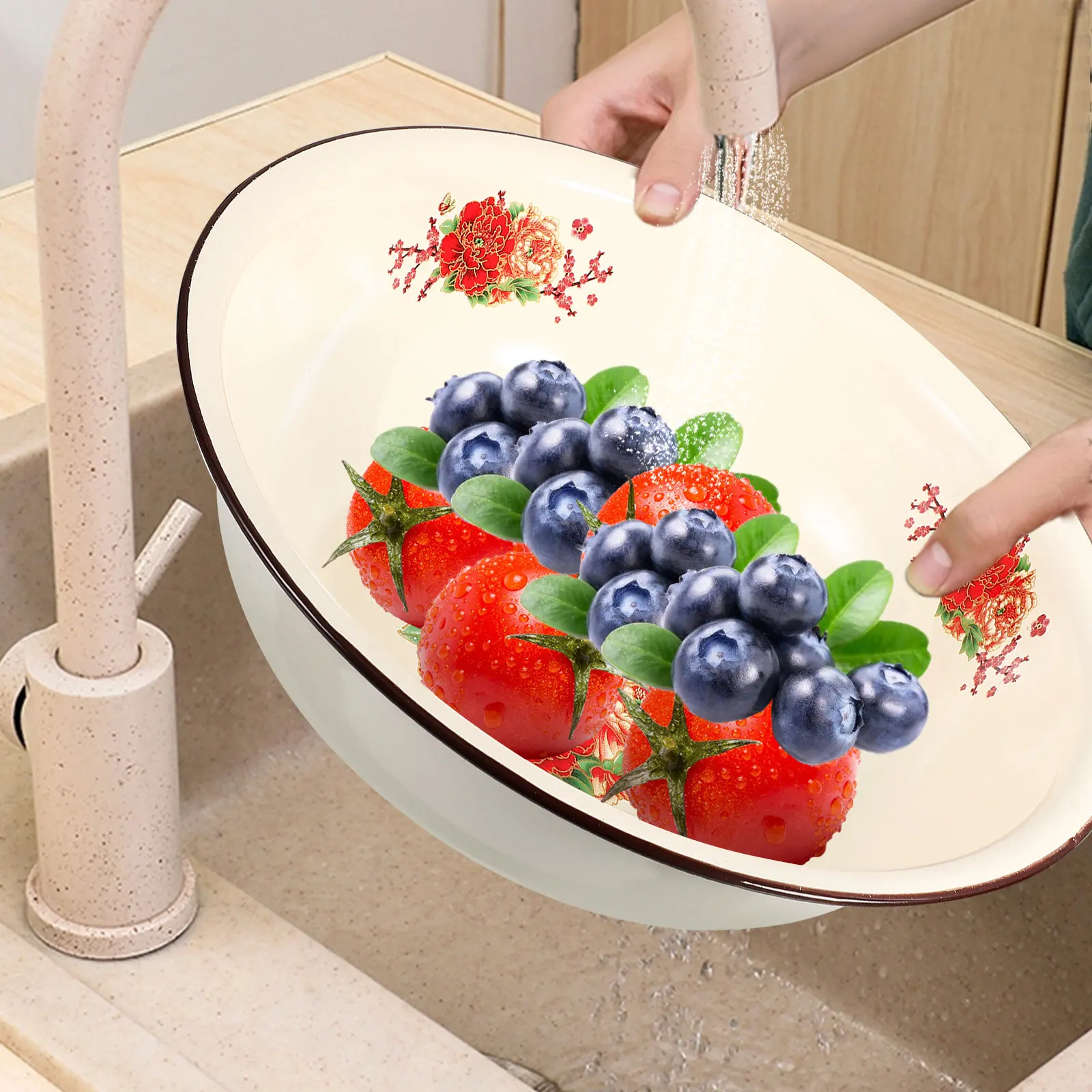 1Pcs Enameled Food Basin Retro Vintage Mixing Bowl Kitchen Supplies Face Washing Rice Cleaning Dough Preparation Anti-Skid
1Pcs Enameled Food Basin Retro Vintage Mixing Bowl Kitchen Supplies Face Washing Rice Cleaning Dough Preparation Anti-Skid