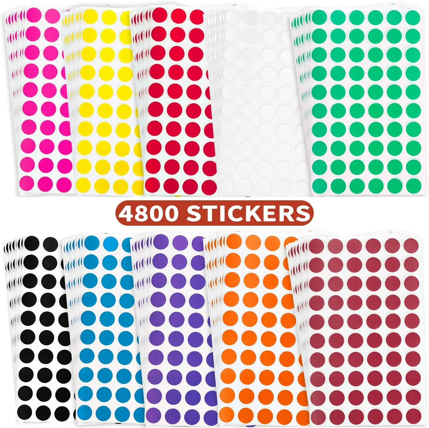 1/2 Inch Circle Sticker Labels, 4800 Sticker Dots, Adhesive and Writable Dots. Color Coding Labels
1/2 Inch Circle Sticker Labels, 4800 Sticker Dots, Adhesive and Writable Dots. Color Coding Labels