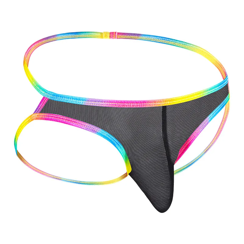 Men's Bulge Jockstrap Rainbow Trim Double Strap Thongs Ice Silk Mesh See-Through Gays Low-Rise Butt-Lifting Breathable Underwear
Men's Bulge Jockstrap Rainbow Trim Double Strap Thongs Ice Silk Mesh See-Through Gays Low-Rise Butt-Lifting Breathable Underwear