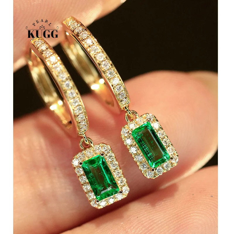 KUGG 100% 18K Yellow Gold Earrings Elegant Style Shiny Diamond Natural Emerald Hoop Earrings for Women High Party Jewelry
KUGG 100% 18K Yellow Gold Earrings Elegant Style Shiny Diamond Natural Emerald Hoop Earrings for Women High Party Jewelry