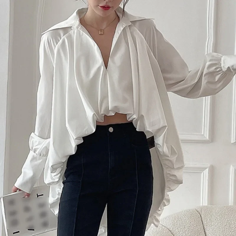SuperAen Korean Style 2023 Autumn Lapel Lantern Sleeve Long Sleeve Pleated Solid Irregular Women's Fashion Shirt Tops
SuperAen Korean Style 2023 Autumn Lapel Lantern Sleeve Long Sleeve Pleated Solid Irregular Women's Fashion Shirt Tops
