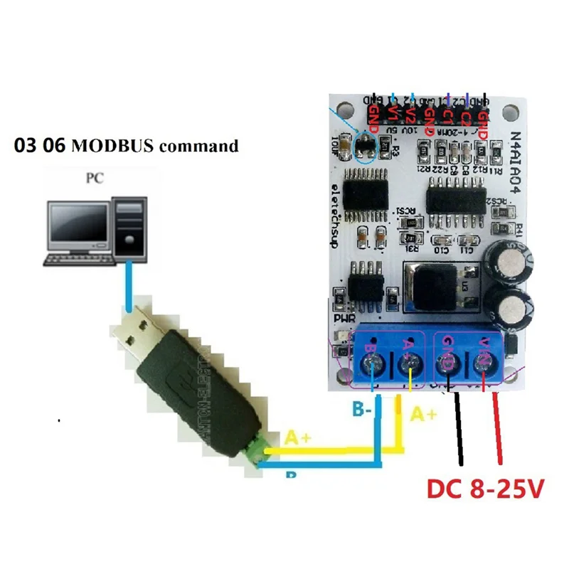 Эффективный модуль сбора сигнала напряжения ELETECHSUP 4-20MA RS485 Modbus RTU 
Эффективный модуль сбора сигнала напряжения ELETECHSUP 4-20MA RS485 Modbus RTU