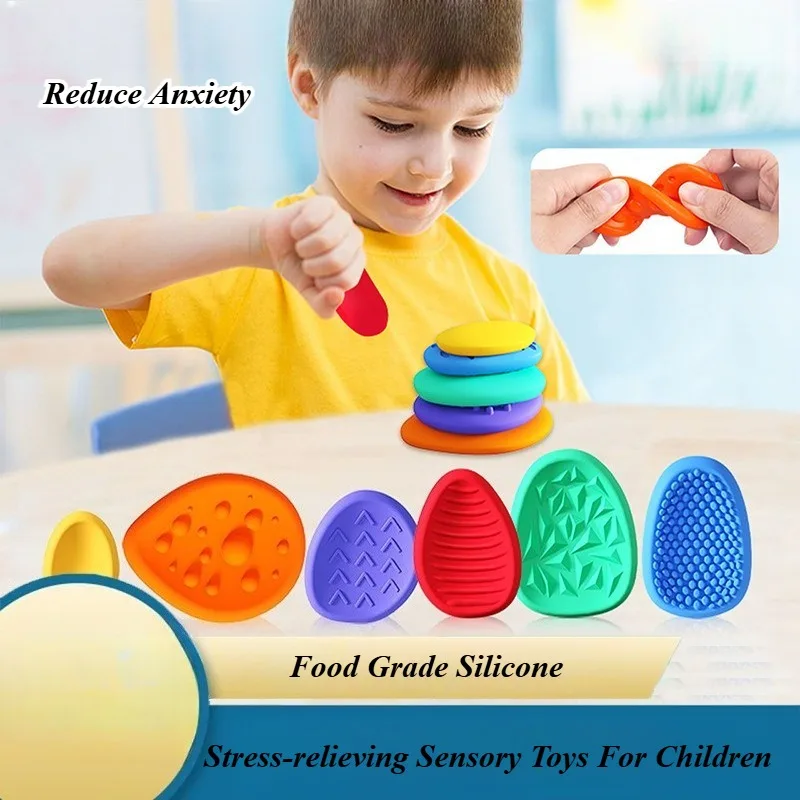6Pcs Fidget Toys Sensory Stone for Kids Textured Soft Worry Stone for Autism Quiet Fidgets Stress Items Anxiety Relief Gift
6Pcs Fidget Toys Sensory Stone for Kids Textured Soft Worry Stone for Autism Quiet Fidgets Stress Items Anxiety Relief Gift