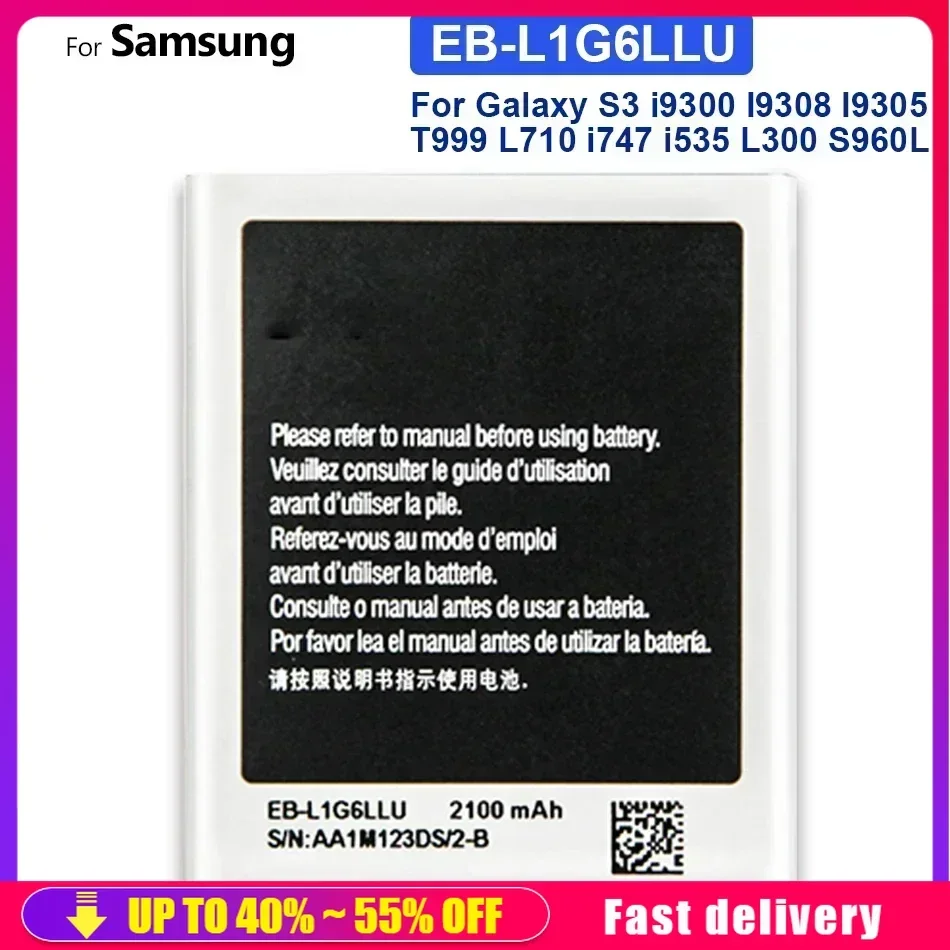 Mobile Phone Batteries EB-L1G6LLU For Samsung Galaxy S III S3 I9300 I9308 L710 I535 2100mAh Portable Cell Phone Battery
Mobile Phone Batteries EB-L1G6LLU For Samsung Galaxy S III S3 I9300 I9308 L710 I535 2100mAh Portable Cell Phone Battery
