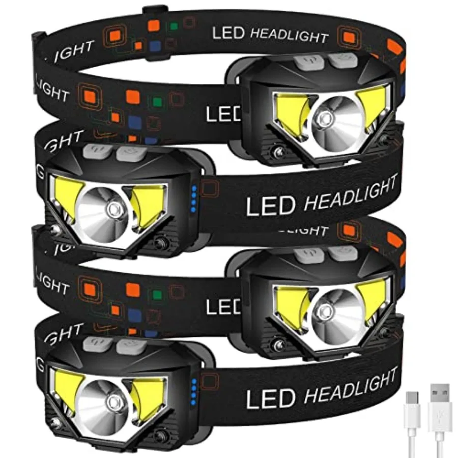 Headlamp Flashlight, 4-Pack Lumen Ultra Bright LED Rechargeable Headlight with White Red Light, Waterproof Motion Sensor Head L
Headlamp Flashlight, 4-Pack Lumen Ultra Bright LED Rechargeable Headlight with White Red Light, Waterproof Motion Sensor Head L