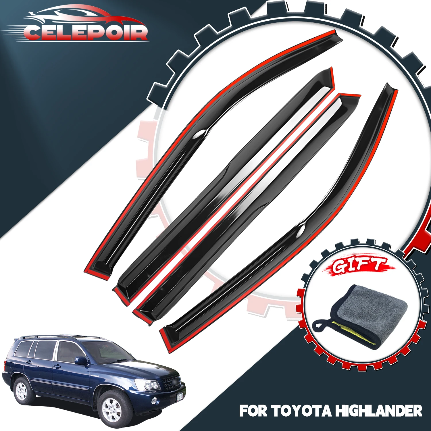 For Toyota Highlander 2001-2007 4Pcs Window Visor Vent Rain Guard Vent Deflector
For Toyota Highlander 2001-2007 4Pcs Window Visor Vent Rain Guard Vent Deflector