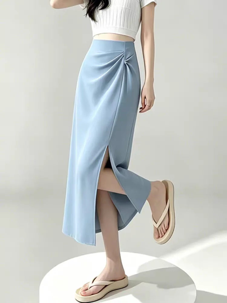 Women’s Summer Midi Skirts Asymmetric Ruched Wrap Hem with Slit Blue Straight Pencil Skirt Flowy Draped & Slimming
Women’s Summer Midi Skirts Asymmetric Ruched Wrap Hem with Slit Blue Straight Pencil Skirt Flowy Draped & Slimming