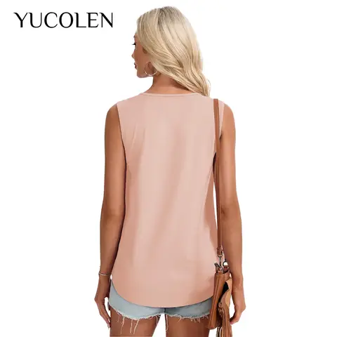 TACVASEN Womens Swiss Dot Mesh Patchwork Tank Top Round Neck Ruched Front Flowy A‑line Sleeveless Vest Soft Summer Casual Layeri
