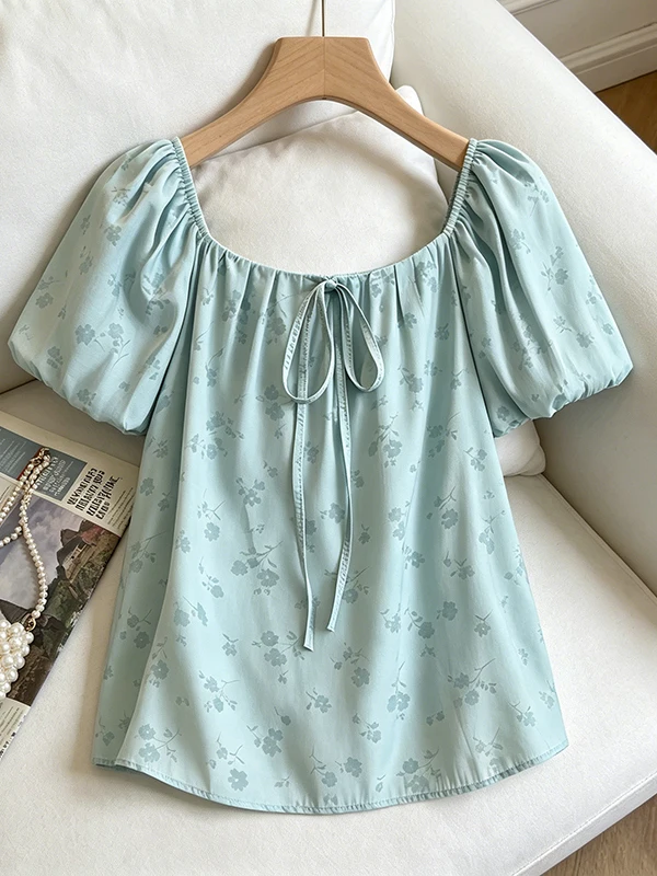 plus Size Square Collar Bubble Sleeve Shirt Women's Fashionable Young Looking Summer 2026 Korean Style Loose Fit Short Sleeve
plus Size Square Collar Bubble Sleeve Shirt Women's Fashionable Young Looking Summer 2026 Korean Style Loose Fit Short Sleeve