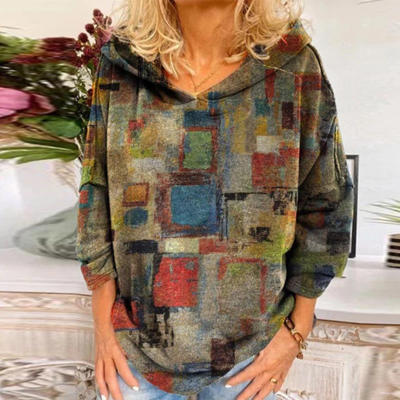 Oversized Sweatshirt Women Vintage Pattern Geometry Print Hooded Top Pullover New Autumn Winter Long Sleeve Loose Hoodies Jumper
Oversized Sweatshirt Women Vintage Pattern Geometry Print Hooded Top Pullover New Autumn Winter Long Sleeve Loose Hoodies Jumper