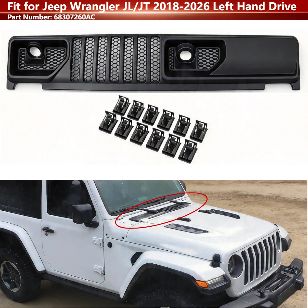 Накладка на решетку вентиляционного отверстия капота (крышка) 68307260AC для Jeep Wrangler JL/JT 2018-2026, леворульный
Накладка на решетку вентиляционного отверстия капота (крышка) 68307260AC для Jeep Wrangler JL/JT 2018-2026, леворульный