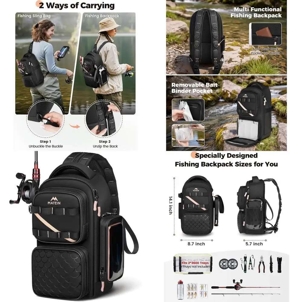 Women's Fishing Sling Bag with Lure Rod Holder & Pocket, 15.6 inch Menger Bag for Men
Women's Fishing Sling Bag with Lure Rod Holder & Pocket, 15.6 inch Menger Bag for Men