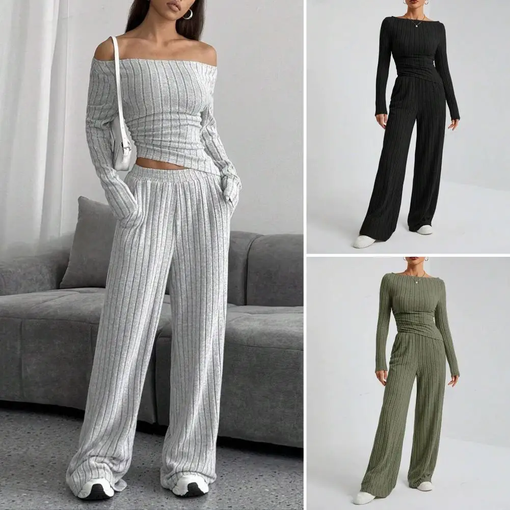 Women Top Pants Set Commuting Outfit Elegant Solid Color Boat Neck Knitwear with Wide Leg Trousers for Women Spring Tracksuit
Women Top Pants Set Commuting Outfit Elegant Solid Color Boat Neck Knitwear with Wide Leg Trousers for Women Spring Tracksuit