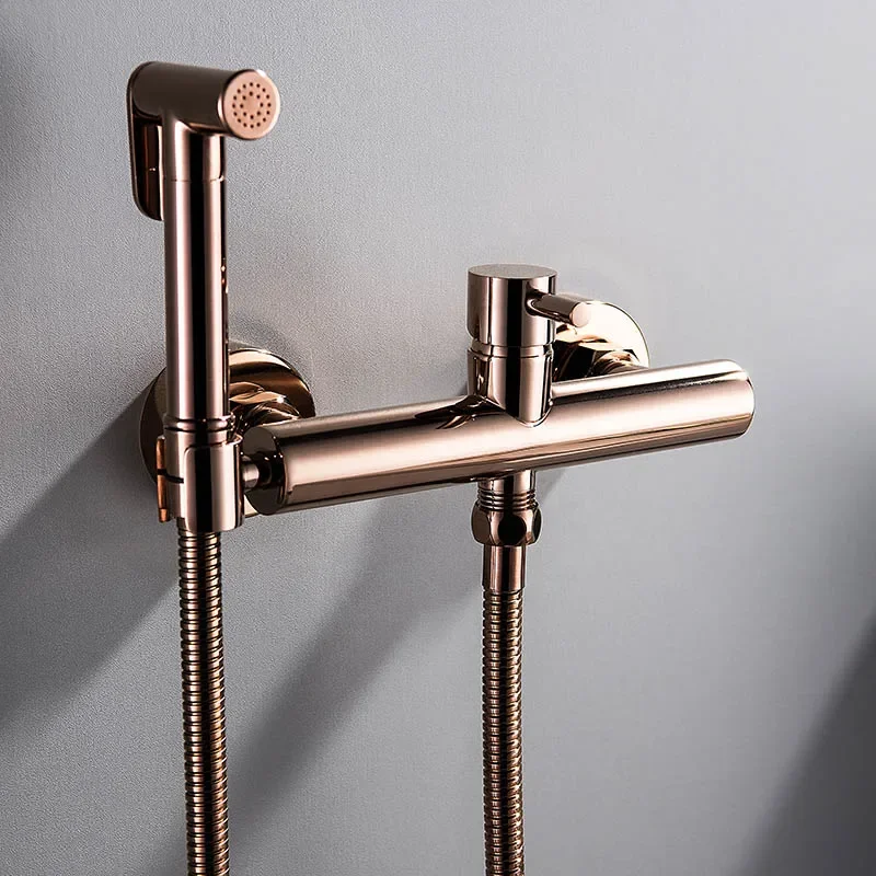 Rose Gold Toilet Attachment Wall Mounted Hot and Cold Bidet Spray Set Hand Held Sprayer Shattaf
Rose Gold Toilet Attachment Wall Mounted Hot and Cold Bidet Spray Set Hand Held Sprayer Shattaf