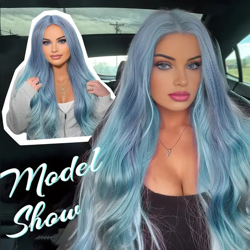 Wignee Long Wavy Synthetic Wigs Heat Resistant Middle Part Mix Blue Cosplay Hair For Women African American Natural Party Wigs
Wignee Long Wavy Synthetic Wigs Heat Resistant Middle Part Mix Blue Cosplay Hair For Women African American Natural Party Wigs