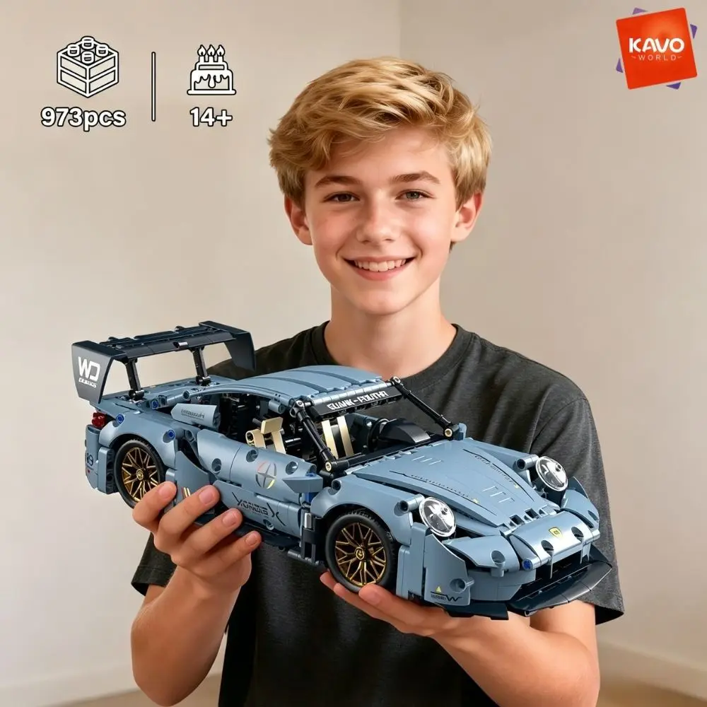 KAVOWORLD 1:14 Scale High Detail Supercar Manual Building Bricks Set Blue-Gray Collectible Racing Car Handmade Toys Model Kit with Openable Doors Golden Rims Exquisite Display Model for Car Enthusiasts Birthday Christmas Holiday Gift (973PCS)
KAVOWORLD 1:14 Scale High Detail Supercar Manual Building Bricks Set Blue-Gray Collectible Racing Car Handmade Toys Model Kit with Openable Doors Golden Rims Exquisite Display Model for Car Enthusiasts Birthday Christmas Holiday Gift (973PCS)