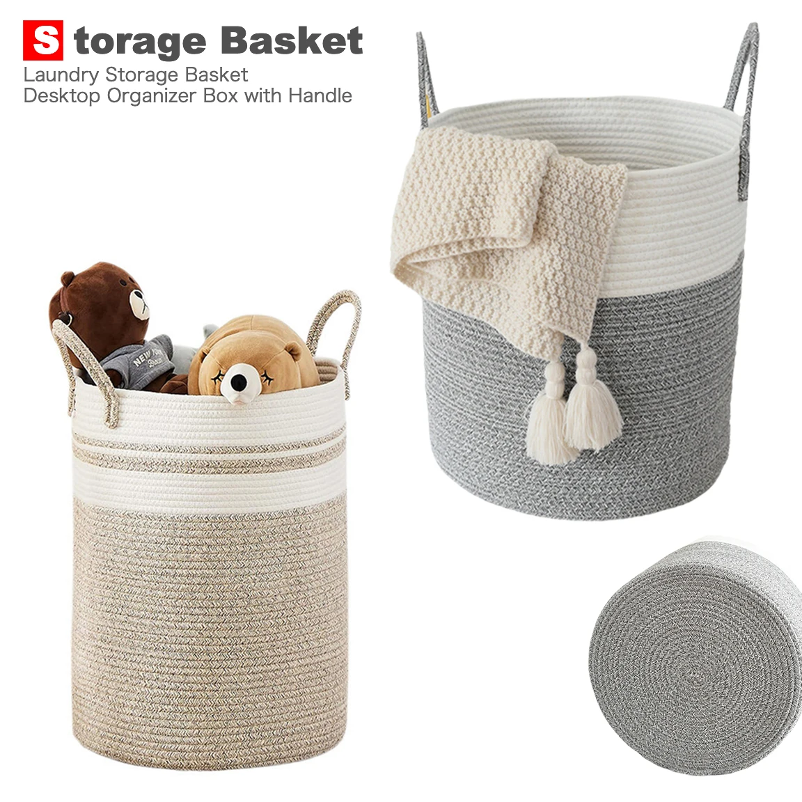 Homeplus Good Quality Large Size Round Braided Cotton Cord Storage Basket with Handles for Bedroom Living Room
Homeplus Good Quality Large Size Round Braided Cotton Cord Storage Basket with Handles for Bedroom Living Room