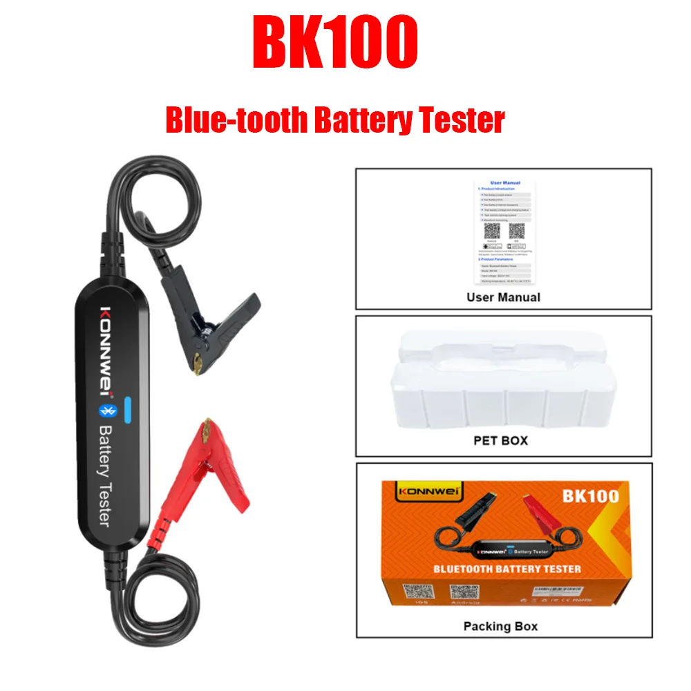 KONNWEI BK100 6V 12V Blue-tooth 5.0 Car Moto Battery Tester waveform Monitor BT 100 to 2000 CCA Charging Cranking Auto Test Tool
KONNWEI BK100 6V 12V Blue-tooth 5.0 Car Moto Battery Tester waveform Monitor BT 100 to 2000 CCA Charging Cranking Auto Test Tool