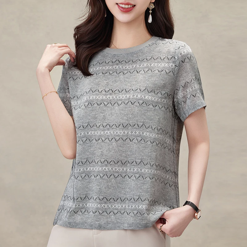 New 100% Real Silk Casual T-shirts For Women Summer Tees 2026 O-neck Short Sleeve T shirt Loose Tops Woman Print T-shirt
New 100% Real Silk Casual T-shirts For Women Summer Tees 2026 O-neck Short Sleeve T shirt Loose Tops Woman Print T-shirt