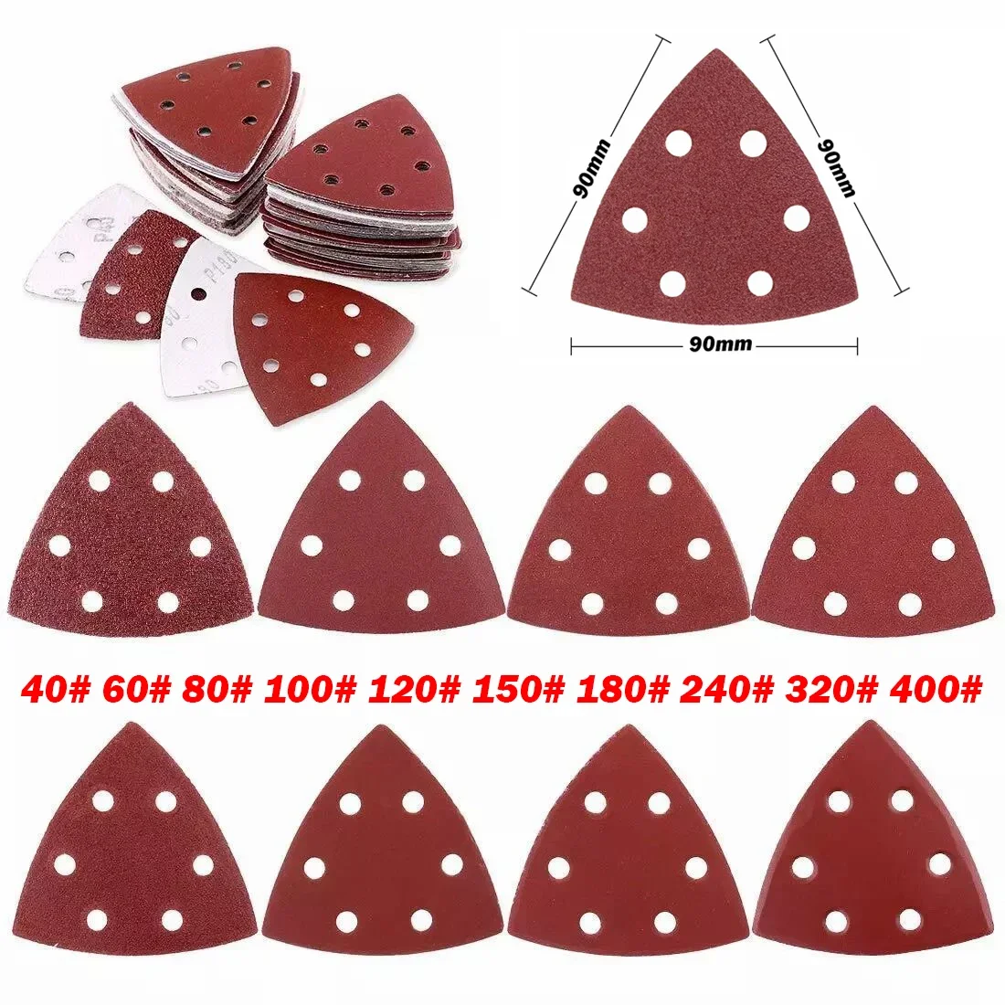 Hook & Loop 90mm*90mm*90mm 6 Hole Triangular Sanding Disc 40 to 400 Grit Sander Sandpaper Abrasive Tools For Sanding Grit
Hook & Loop 90mm*90mm*90mm 6 Hole Triangular Sanding Disc 40 to 400 Grit Sander Sandpaper Abrasive Tools For Sanding Grit