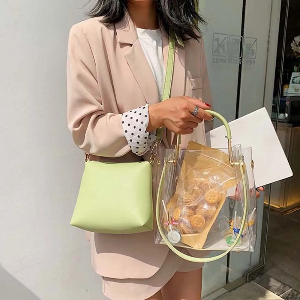 Candy Color Composite Clear Bag Waterproof 2pcs Set Jelly Handbag Detachable Korean Style PVC Mini Tote College Students
Candy Color Composite Clear Bag Waterproof 2pcs Set Jelly Handbag Detachable Korean Style PVC Mini Tote College Students