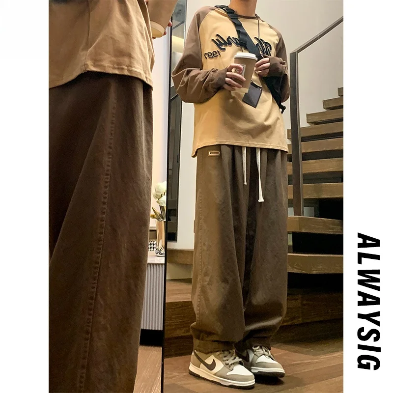 Brown Straight Leg Men's Cargo Pants Cuffed Loose Fit Cityboy Retro Style Spring Fashion Casual Trousers Youthful Energy
Brown Straight Leg Men's Cargo Pants Cuffed Loose Fit Cityboy Retro Style Spring Fashion Casual Trousers Youthful Energy