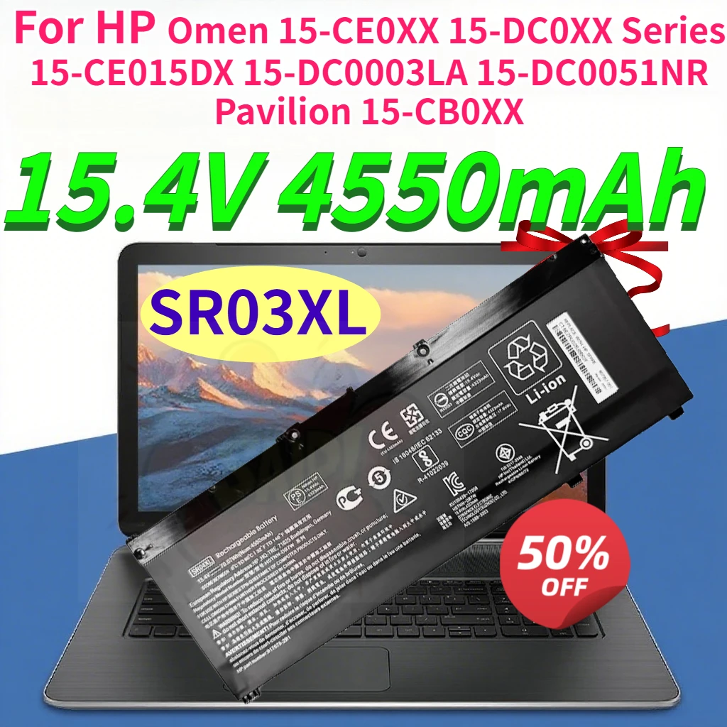 4550mAh SR03XL Laptop Battery for HP Omen 15-CE0XX 15-DC0XX Series 15-CE015DX 15-DC0003LA 15-DC0051NR Pavilion 15-CB0XX 11.55V
4550mAh SR03XL Laptop Battery for HP Omen 15-CE0XX 15-DC0XX Series 15-CE015DX 15-DC0003LA 15-DC0051NR Pavilion 15-CB0XX 11.55V