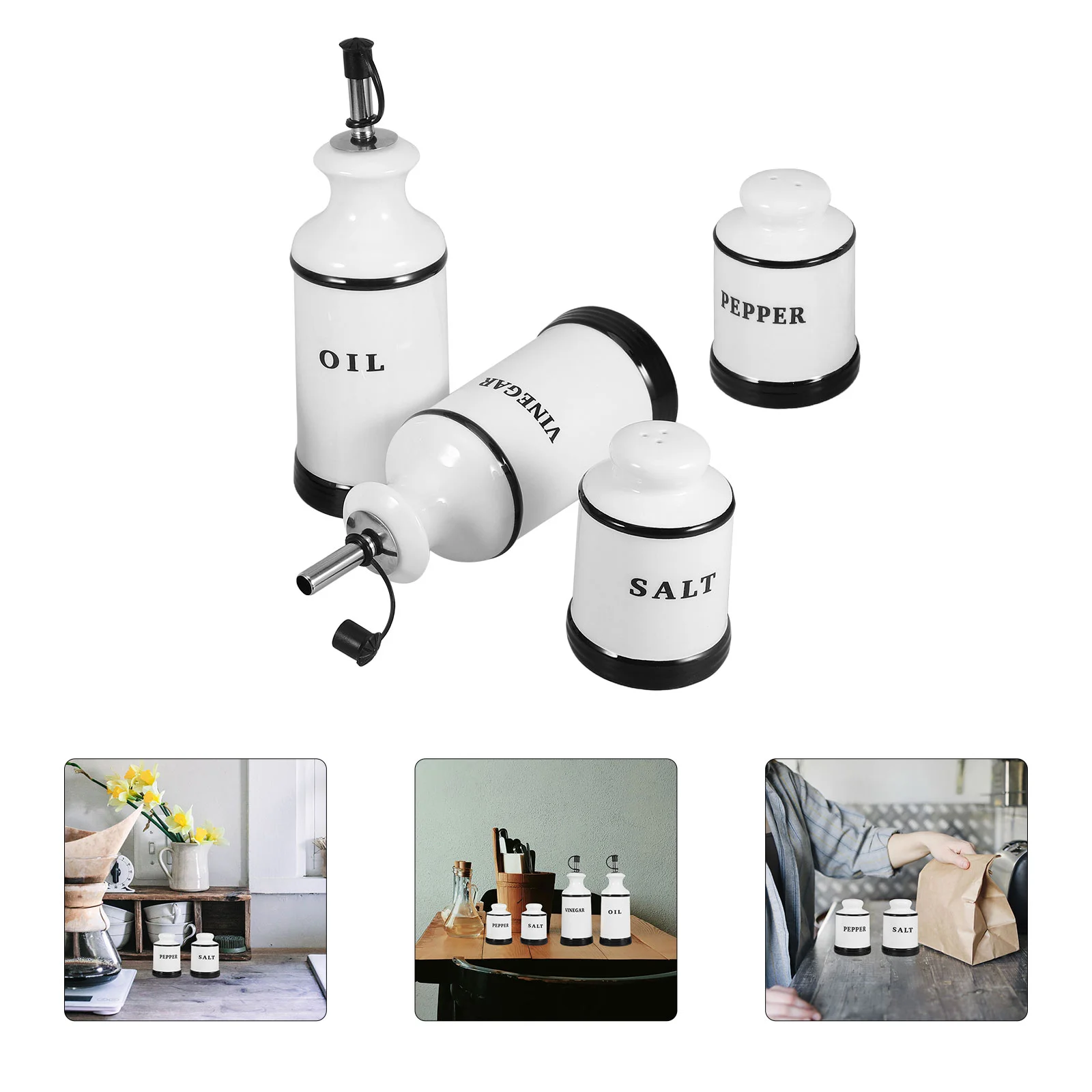 4 Pcs Condiment Jar Ceramic Vinegar Dispenser Dressing Bottle Funny Salt and Pepper Shakers Pot Oil Travel
4 Pcs Condiment Jar Ceramic Vinegar Dispenser Dressing Bottle Funny Salt and Pepper Shakers Pot Oil Travel