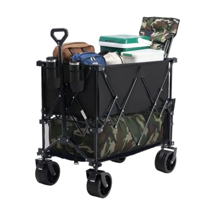 Grocery garden camping wagon: steel frame black 440lbs capacity foldable double-decker design with brakes and all-terrain wheel
Grocery garden camping wagon: steel frame black 440lbs capacity foldable double-decker design with brakes and all-terrain wheel