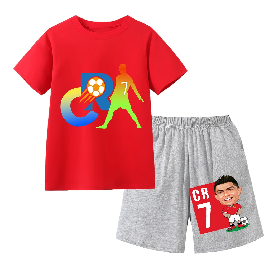 Детская мода, летние спортивные костюмы CR7, От 2 до 14 лет, повседневные комплекты из 2 предметов для мальчиков и девочек, футболки с короткими рукавами + штаны, детская одежда Idol
Детская мода, летние спортивные костюмы CR7, От 2 до 14 лет, повседневные комплекты из 2 предметов для мальчиков и девочек, футболки с короткими рукавами + штаны, детская одежда Idol