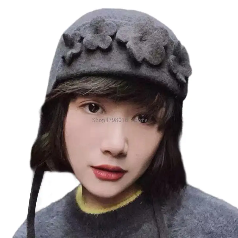 Handmade Wool Flower Hat Ear Covering Hat Elegant Wool Hat Cold Weather Hat
Handmade Wool Flower Hat Ear Covering Hat Elegant Wool Hat Cold Weather Hat
